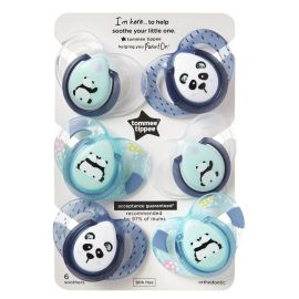 Suzeta ortodontica Tommee Tippee Anytime, 6-18 luni, Albastru/Verde/Alb, 6 buc