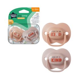 Tommee Tippee Suzeta Anytime bej design ortodontic simetric, fara BPA, include cutie de sterilizare, 6-18 luni, 2 buc