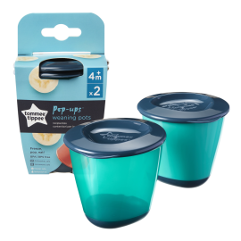 Recipiente de stocare hrana cu capac Tommee Tippee, 4 luni +, Verde/Negru, 2 buc