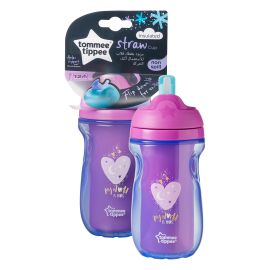 Explora Cana cu pai izoterma, Tommee Tippee, 260 ml, Inimioara Mov