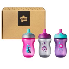 Set cani ONL Fete Tommee Tippee, 300 ml x3 buc, 12luni+, Roz