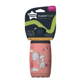 Cana Tommee Tippee cu pai, izoterma, cu protectie BACSHIELD ™ , 266 ml, 12 luni +, Roz, 1 buc