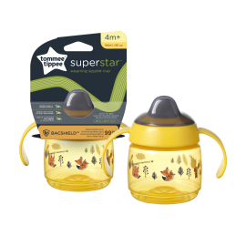 Cana Tommee Tippee Sippee cu protectie BACSHIELD™ si capac, 190 ml, 4 luni +, Galben, 1 buc
