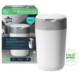 Cos pentru scutece Tommee Tippee Sangenic Twist and Click Reciclabil, Alb/Gri