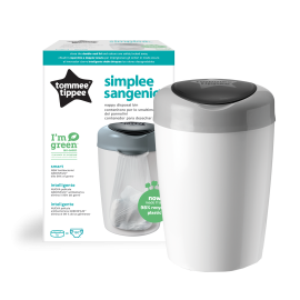Cos pentru scutece Tommee Tippee Sangenic Simplee Reciclabil, Alb / Gri