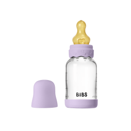 BIBS - Set complet biberon Boheme din sticla anticolici cu tetina din latex, flux lent, 120 ml, Violet Sky