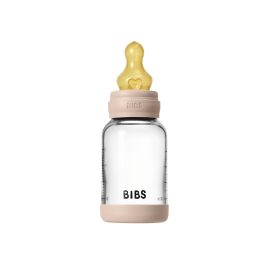 BIBS - Set complet biberon din sticla anticolici cu tetina din latex, flux lent, 120 ml, Blush