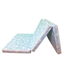 Saltea Pliabila Spuma Poliuretanica 120x60x5 cm - Light Blue with Dots