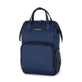 Rucsac pentru mamici, Petite&Mars, Jack, Cu 11 compartimente, Cu buzunare termice, Saltea de infasat inclusa, 30 x 42 x 15 cm, Albastru