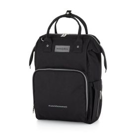 Rucsac pentru mamici, Petite&Mars, Cu 11 compartimente, Cu buzunare termice, Saltea de infasat inclusa, 30 x 42 x 15 cm, Jack, Black