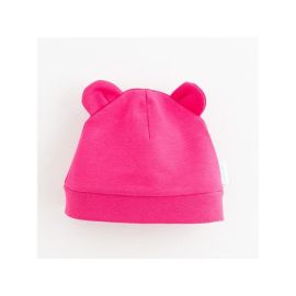 Caciulita nou nascut, New Baby, Cu urechi, Marime 56, Din bumbac 100%, Dark Pink