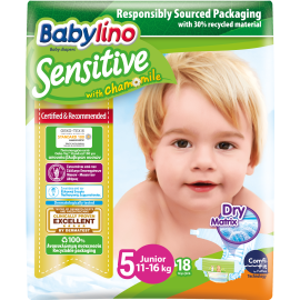 Scutece Babylino Sensitive N5 11-16 kg/18 buc