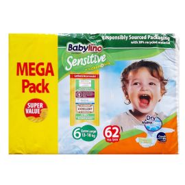 Scutece Babylino Sensitive Megapack Ex Large N6 15-30 kg/62 buc