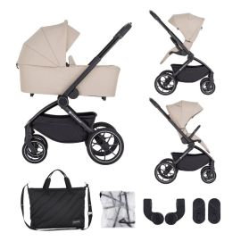 Carucior 2 in 1, Petite&Mars, Scout, Cu landou pliabil, Reversibil, Spatar si suport de picioare reglabile in 3 pozitii, Maner ajustabil, Cu accesorii, Pana la 22 kg, 0 luni+, Bej