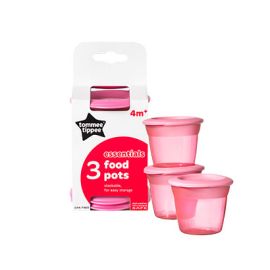 Recipiente de stocare hrana cu capac, Tommee Tippee, 3 buc, Roz