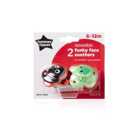 Suzete Funky Face, Tommee Tippee, 6-12 luni, 2 buc, Rosu/Verde