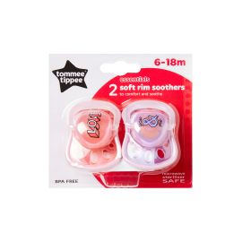 Set Suzete Basic cu margine moale cu tetina din latex, Tommee Tippee, 6-18 luni, 2 buc, Love