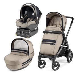 Carucior 3 In 1, Peg Perego, Book Plus 51 S, Titania, baza i-Size inclusa, Luxe Ecru