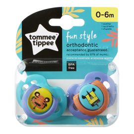 Set Suzete Ortodontice de Zi FUN, Tommee Tippee, 0-6 Luni, 2 buc, Tigru / Rinocer