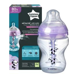 Biberon Tommee Tippee Advanced, cu sistem de ventilatie, 260 ml, PP, Ursuleti Panda, 0 luni +, 1 buc
