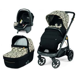 Carucior 3 in 1 Peg Perego Veloce, Primoviaggio SL,  0 - 22 kg, Graphic Gold, Negru / Bej