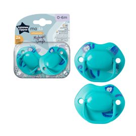 Tommee Tippee Suzeta Moda Turcoaz, design ortodontic simetric, fara BPA, include cutie de sterilizare, 0-6 luni, 2 buc
