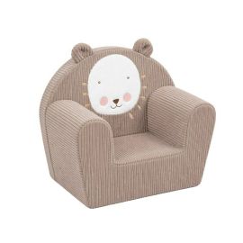 Fotoliu din burete, New Baby, Pentru copii, Din tesatura de catifea reiata, Cu husa detasabila, Materiale certificate Oeko Tex Standard 100, Leu