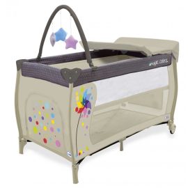 Patut copii 2 nivele Windmill, pliere compacta, masuta pentru shimbat, arcada cu jucarii, baza captusita impermeabila, 77x65x125 cm