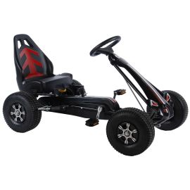 Go kart E&L Race, pentru copii 4-7 ani, cadru metalic robust, scaun reglabil, frana de mana, roti gonflabile
