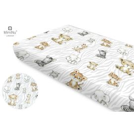 Cearceaf cu elastic, MimiNu, Pentru pat 160x80 cm, Din bumbac certificat Oeko Tex Standard 100, Safari Natural