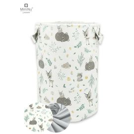 Cutie depozitare jucarii, MimiNu, Din bumbac certificat Oeko Tex Standard 100, Cu manere, 50x35 cm, Forest Friends Mint