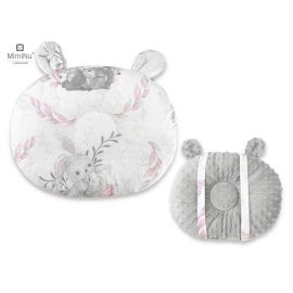 Perna bebelusi, MimiNu, Ursulet, Multifunctionala, Cu doua fete, Tesatura pufoasa minky si bumbac, Materiale certificate Oeko Tex Standard 100, Minky Lulu Rose