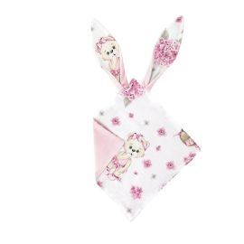 Jucarie textila senzoriala, MimiNu, Moale, Cu doua fete, 30 x 30 cm, Din catifea si bumbac, Materiale certificate Oeko Tex Standard 100, Design, Pink Ballerina