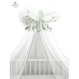 Baldachin, MimiNu, Din tull, Mare, Cu funda din bumbac, Dimensiune 400x170 cm, Materiale certificate Oeko Tex Standard 100, Forest Friends Mint