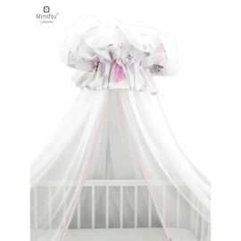 Baldachin, MimiNu, Din tull, Mare, Cu funda din bumbac, Dimensiune 400x170 cm, Materiale certificate Oeko Tex Standard 100, Baby Shower Pink 