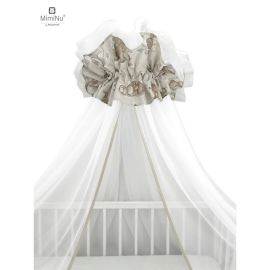 Baldachin, MimiNu, Din tull, Mare, Cu funda din bumbac, Dimensiune 400x170 cm, Materiale certificate Oeko Tex Standard 100, Design, Calm Forest Beige