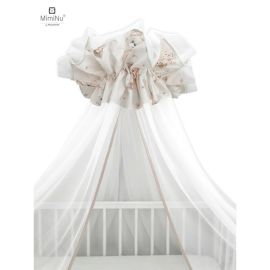 Baldachin, MimiNu, Din tull, Mare, Cu funda din bumbac, Dimensiune 400x170 cm, Materiale certificate Oeko Tex Standard 100, Design, Powdery Pink Ballerina