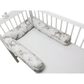Aparatoare pentru patut, MimiNu, Tip rulou, Pentru patut, Lungime 180 cm, Din bumbac certificat Oeko Tex Standard 100, Design, Calm Forest Beige
