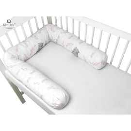 Aparatoare pentru patut, MimiNu, Tip rulou, Pentru patut, Lungime 180 cm, Din bumbac certificat Oeko Tex Standard 100, Lulu Rose
