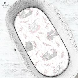 Cearceaf cu elastic, MimiNu, Pentru landou, carucior si cosulet, Dimensiune 80x35 cm, Din bumbac certificat Oeko Tex Standard 100, Lulu Rose