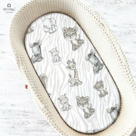 Cearceaf cu elastic, MimiNu, Pentru landou, carucior si cosulet, Dimensiune 80x35 cm, Din bumbac certificat Oeko Tex Standard 100, Safari Beige