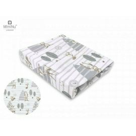 Cearceaf cu elastic, MimiNu, Pentru patut leagan sau patut co-sleeper, Dimensiune 90x40 cm, Din bumbac certificat Oeko Tex Standard 100, Forest