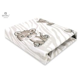 Cearceaf cu elastic, MimiNu, Pentru patut 120X60 cm, Din bumbac certificat Oeko Tex Standard 100, Safari Beige