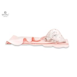 Prosop cu gluga, MimiNu, Mare, Cu volanas, Dimensiune 100x100 cm, Din bumbac si thermo fleece, Materiale certificate Oeko Tex Standard 100, Design, Powdery Pink Ballerina