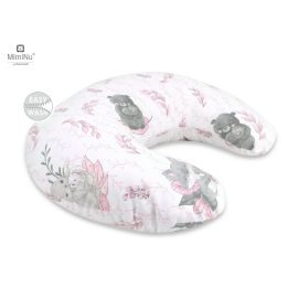 Perna pentru alaptat, MimiNu, Din bumbac certificat Oeko Tex Standard 100, Cu husa detasabila, Cu fermoar securizat, Circumferinta 155 cm, Lulu Rose
