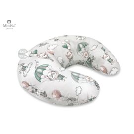 Perna pentru alaptat, MimiNu, Din bumbac certificat Oeko Tex Standard 100, Cu husa detasabila, Cu fermoar securizat, Circumferinta 155 cm, Parachutes Olive