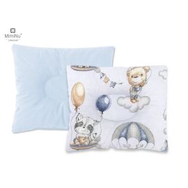 Perna bebelus, MimiNu, Profilata, Cu doua fete, Cu functie anti-soc, Pufoasa, Din catifea si bumbac, 23x26 cm, Materiale certificate Oeko Tex Standard 100, Velvet Parachutes Blue