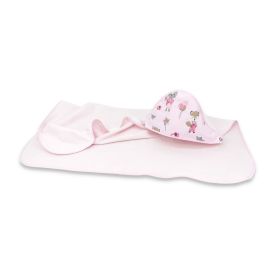 Prosop cu gluga, Qmini, Mare, Dimensiune 100x100 cm, Din bumbac si thermo fleece, Materiale certificate Oeko Tex Standard 100, Fox and Rabbit, Pink