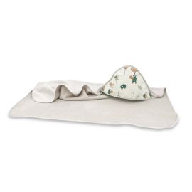 Prosop cu gluga, Qmini, Mare, Dimensiune 100x100 cm, Din bumbac si thermo fleece, Materiale certificate Oeko Tex Standard 100, Fox and Rabbit, Beige