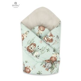 Paturica de infasat, MimiNu, Cu doua fete, Cu multiple utilizari, Cu inchidere arici velcro, Dimensiune 75x75 cm, Din bumbac certificat Oeko Tex Standard 100, Design, Let's Go Natural